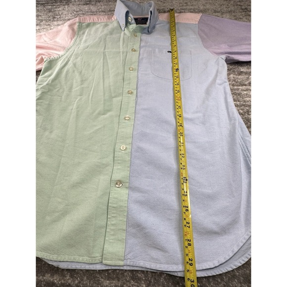 Vineyard Vines Button-Down Shirt Mens Medium Multi Colorblock Oxford Patchwork - Picture 7 of 12